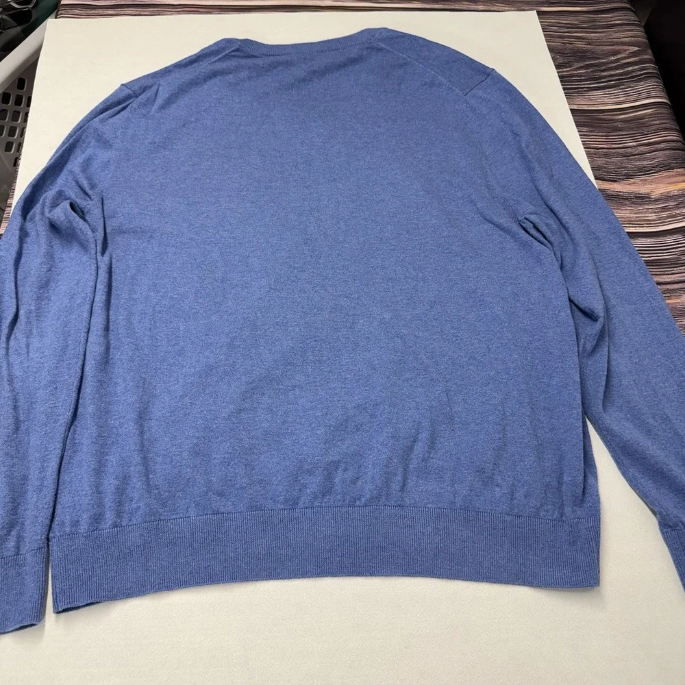 Brooks Brothers Red Fleece V Neck Mens XL Cotton Cashmere‎ Blue Pullover